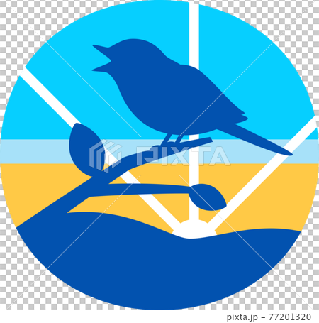 黎明時鳴叫的小鳥的剪影 黎明時鳴叫的小鳥的剪影 77201320