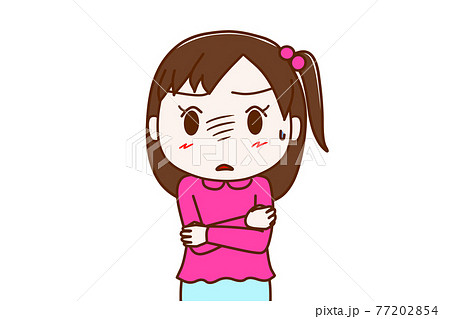 驚きと恐怖で固まって考え込んでしまう少女のイラスト素材 驚きと恐怖で固まって考え込んでしまう少女のイラスト素材