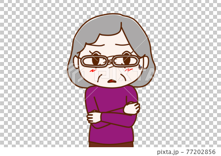 驚きと恐怖で固まって考え込んでしまう高齢の女性 驚きと恐怖で固まって考え込んでしまう高齢の女性 77202856