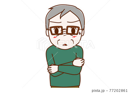 驚きと恐怖で固まって考え込んでしまう高齢の男性 驚きと恐怖で固まって考え込んでしまう高齢の男性 77202861