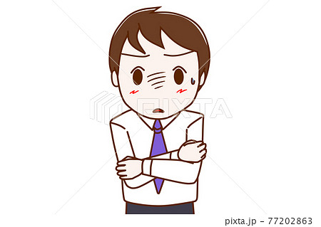 驚きと恐怖で固まって考え込んでしまう男性 驚きと恐怖で固まって考え込んでしまう男性 77202863