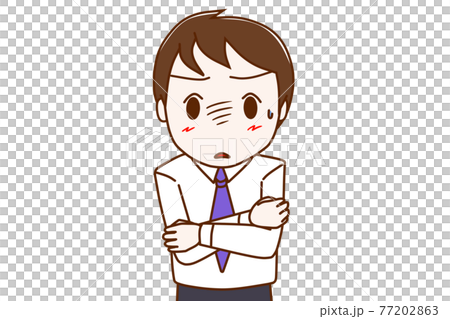 驚きと恐怖で固まって考え込んでしまう男性 驚きと恐怖で固まって考え込んでしまう男性 77202863