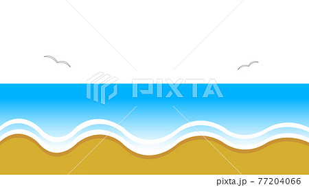かもめが飛ぶきれいな青い海と砂浜のイラスト素材 かもめが飛ぶきれいな青い海と砂浜のイラスト素材