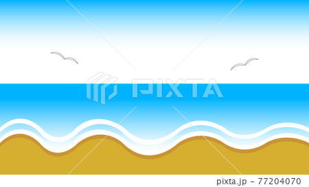かもめが飛んでいるきれいな青い海のイラスト素材 かもめが飛んでいるきれいな青い海のイラスト素材