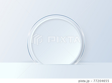 3D illustration mockup white circle shape and ring backdrop on clean background 3D illustration mockup white circle shape and ring backdrop on clean background 77204655
