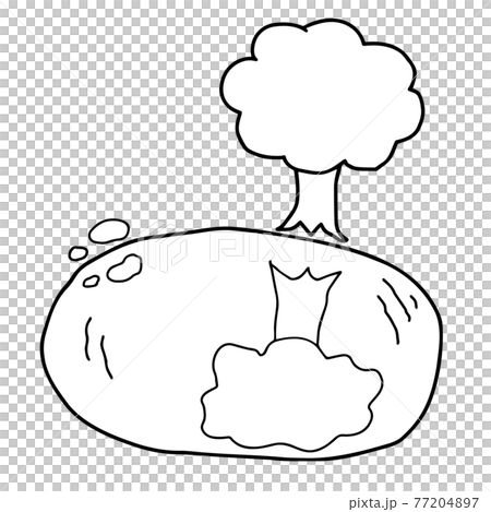 池に映る木 水鏡 の線画イラストのイラスト素材 7747