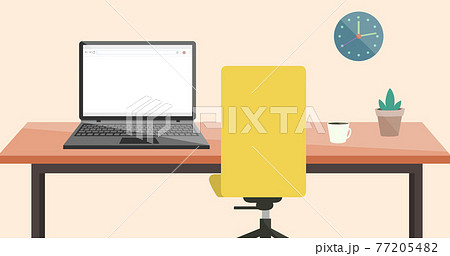 パソコンのある部屋のイラスト 黄色 のイラスト素材 7754