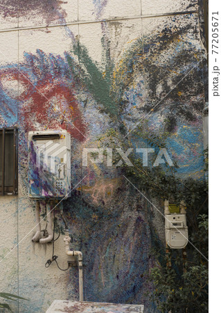 アートなキャンパスにした民家の壁 77205671