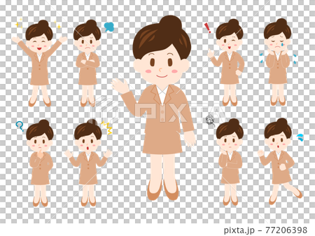 Person Illustration Full Body Set: Female Business Woman 77206398