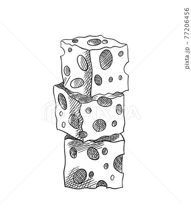 Cheese. Stylish design of menu label or banner poster. Organic milk butter fresh food. Vector sketch illustration in hand drawn style Cheese. Stylish design of menu label or banner poster. Organic milk butter fresh food. Vector sketch illustration in hand drawn style 77206456