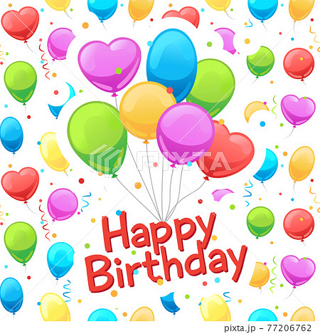 Happy birthday balloons card template Happy birthday balloons card template 77206762
