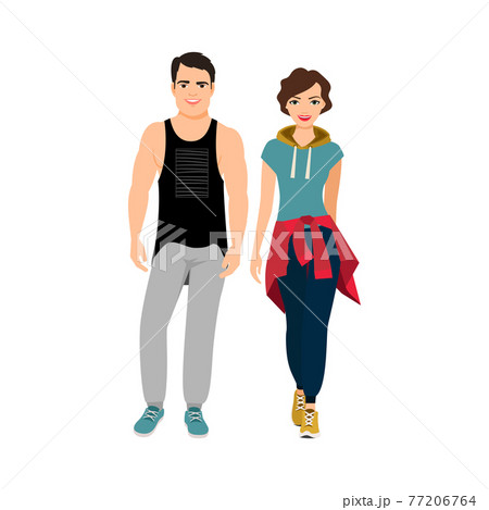 Sports handsome happy couple Sports handsome happy couple 77206764