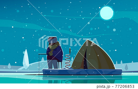 Winter Night Fishing Composition 77206853