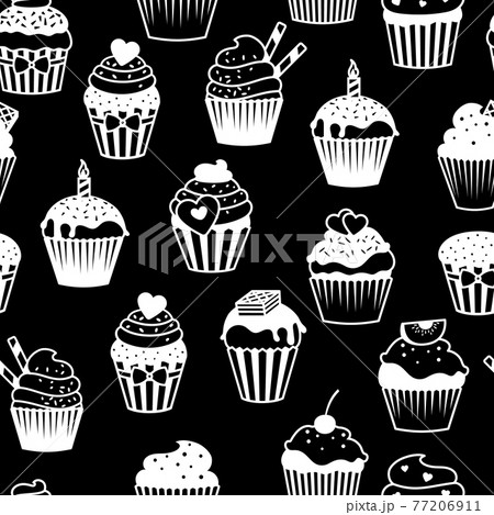 Black And White Cupcakes Patternのイラスト素材