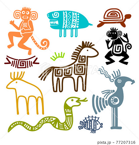 Aztec and maya ancient animal symbols 77207316