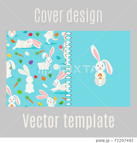 Cover design with white rabbits patternのイラスト素材 [77207492] - PIXTA