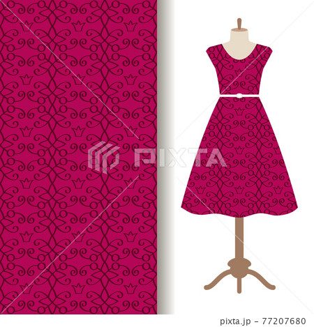 Dress fabric with pink royal pattern 77207680