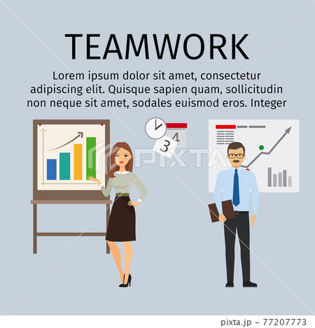 Teamwork infographic with business people 77207773