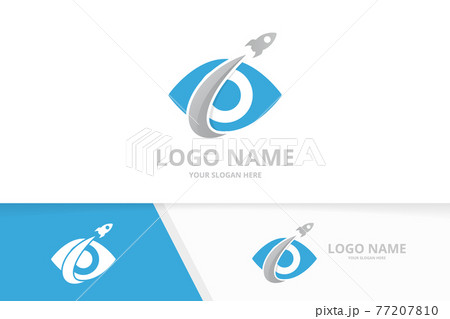 Vector eye and rocket logo combination. Unique flight vision logotype design template. Vector eye and rocket logo combination. Unique flight vision logotype design template. 77207810