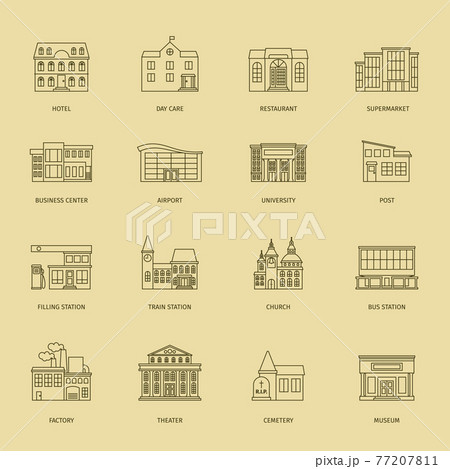 Outline town houses illustration Outline town houses illustration 77207811
