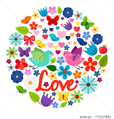 Spring love card round label 77207882