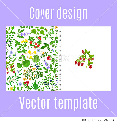Cover design with herbs, berries pattern 77208113