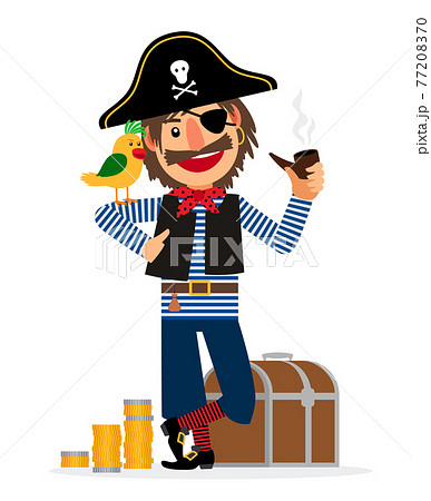 Smiling pirate character with parrot 77208370