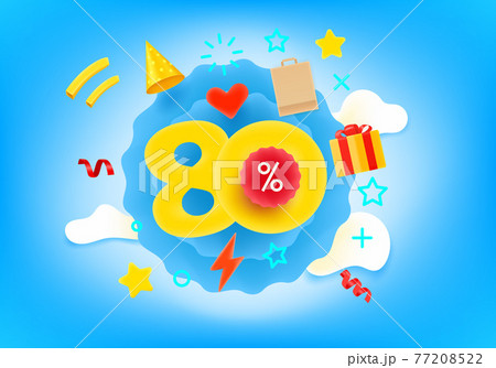 Eighty percent shopping discount illustration  77208522
