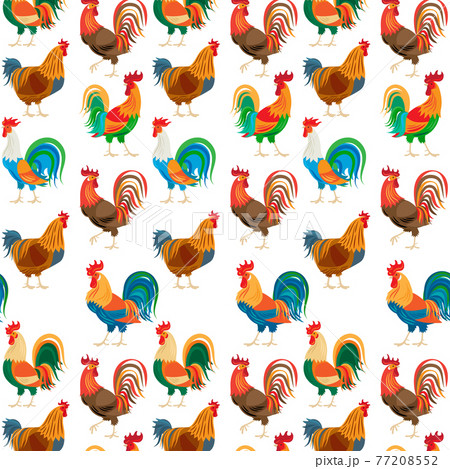 Roosters colorful seamless pattern Roosters colorful seamless pattern 77208552
