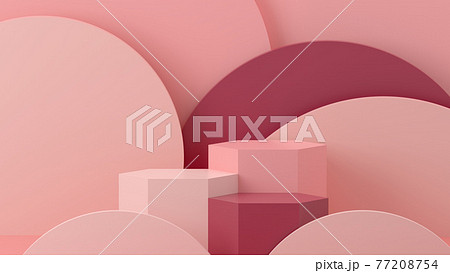 3D Illustration. of three platforms and some decorative elements. 77208754