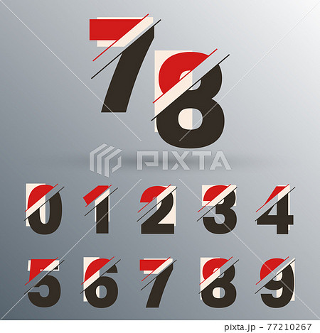 Set of number 0 1 2 3 4 5 6 7 8 9 glitch design. Vector illustration 77210267