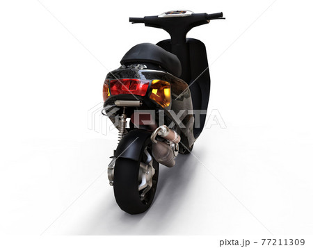 Modern urban black moped on a white background. 3d illustration. Modern urban black moped on a white background. 3d illustration. 77211309