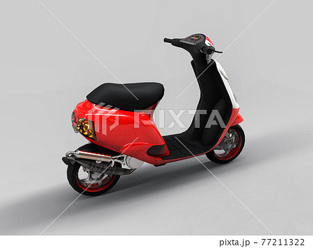 Modern urban red and white moped on a light gray background. 3d illustration. Modern urban red and white moped on a light gray background. 3d illustration. 77211322