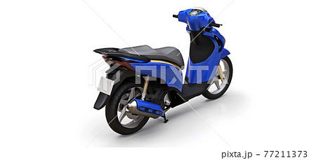Modern urban blue moped on a white background. 3d illustration. 77211373