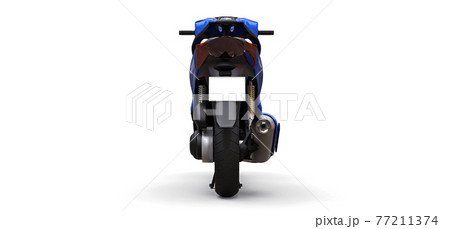 Modern urban blue moped on a white background. 3d illustration. 77211374