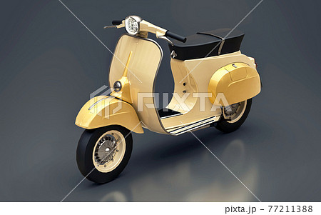 Vintage european gold scooter on a gray background. 3d rendering. 77211388