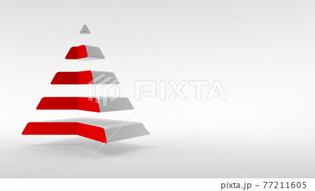 The logo on a white background, a white pyramid with a neck of red color composed of equal horizontal parts. 3d rendering. The logo on a white background, a white pyramid with a neck of red color composed of equal horizontal parts. 3d rendering. 77211605