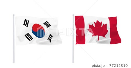 カナダと韓国の旗のイラスト素材