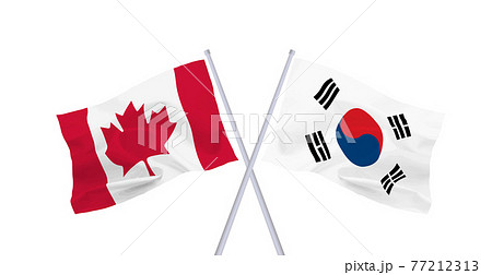 カナダと韓国の旗のイラスト素材