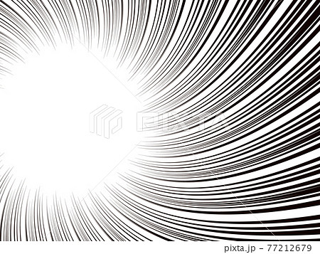 中心が左にずれた渦を巻くような集中線　横長 77212679