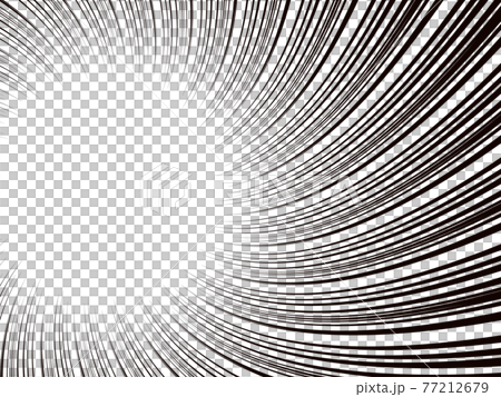中心が左にずれた渦を巻くような集中線　横長 77212679