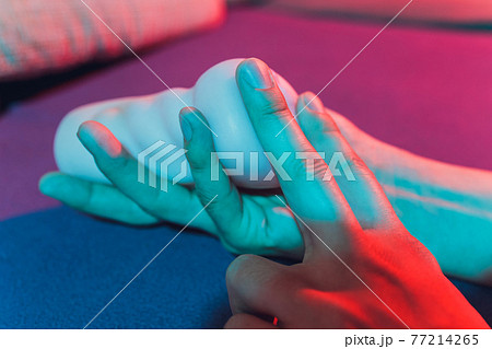 Close-up of male sex toy, realistic vagina masturbator. 77214265