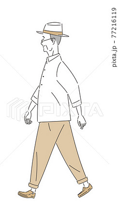 歩くメガネの年配の男性のイラスト素材