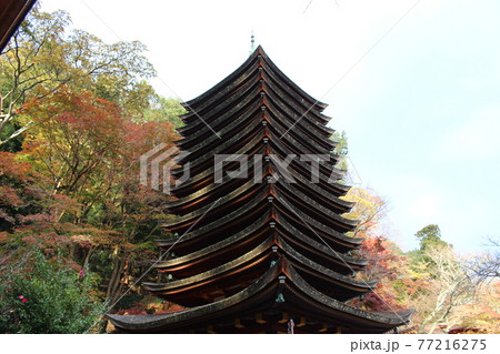 談山神社　十三重塔　秋　【奈良県】 77216275