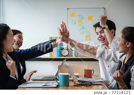 Image of Business Team Achievement Success Mission. Business financial or Accounting Concept 77218125