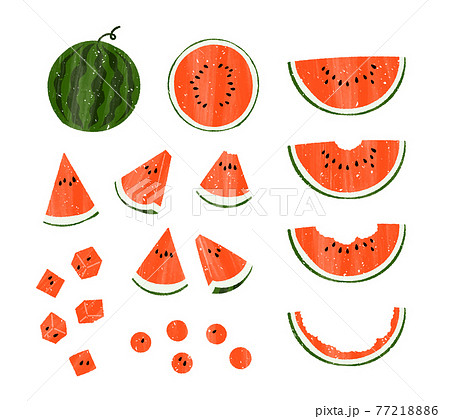 スイカ イラストセット 赤 スイカ イラストセット 赤 77218886