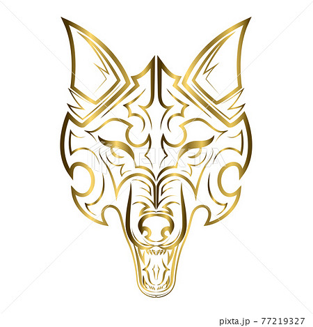 Gold Line Art Of Wolf Head Good Use For のイラスト素材