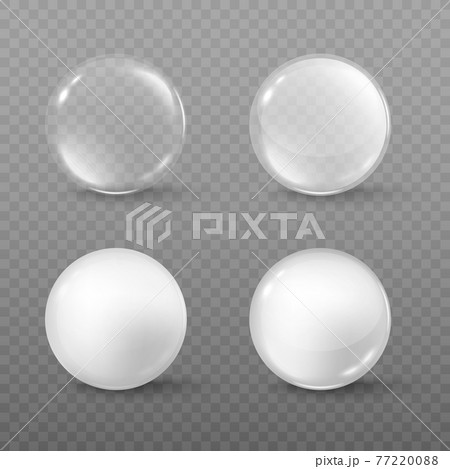 Glass beads in various grades of transparency, realistic vector isolated. 77220088