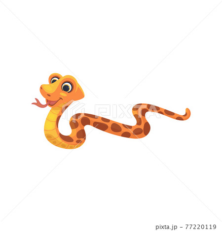 Cartoon smiling snake, cute spotted animal, funny reptile of wild tropical nature 77220119
