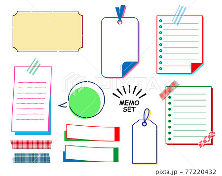 メモと付箋のフレームセットのイラスト素材